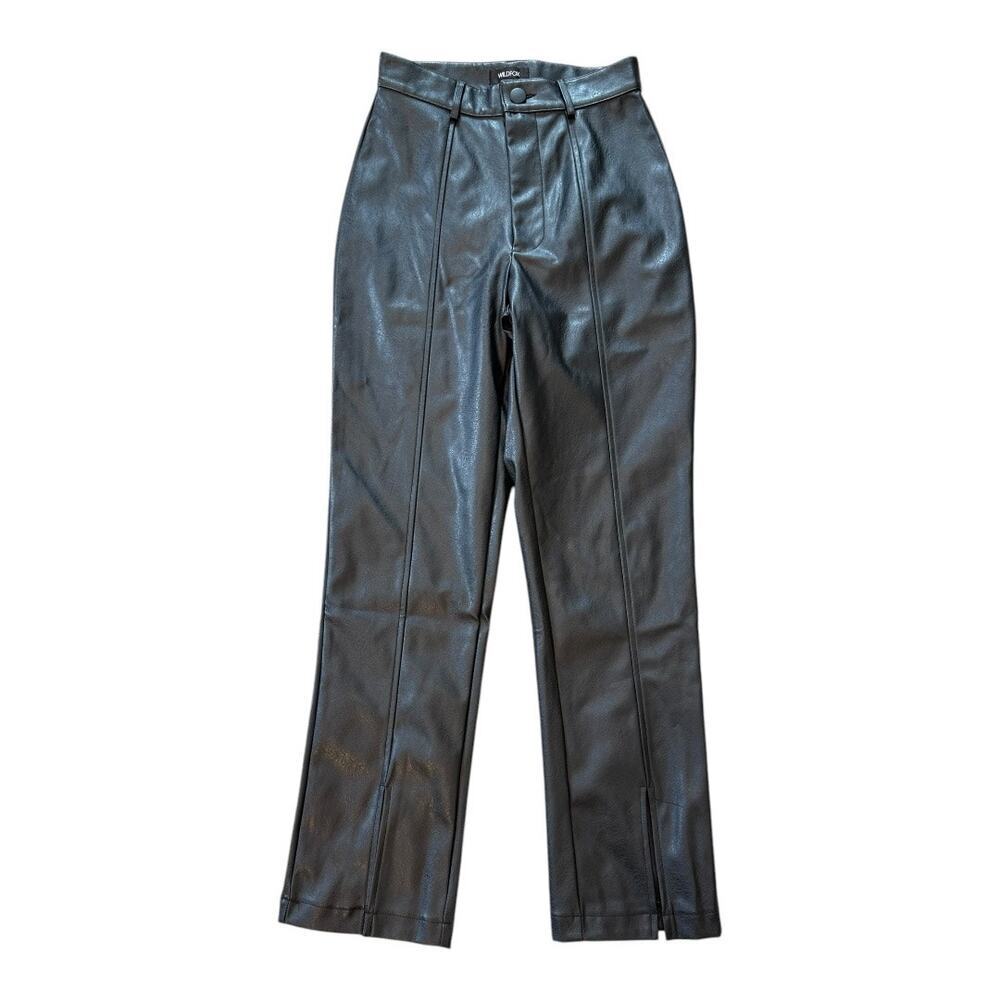 NEW Wildfox Women's XS Black Vegan Leather Cropped Ankle Pants‎ Casual NWOT
